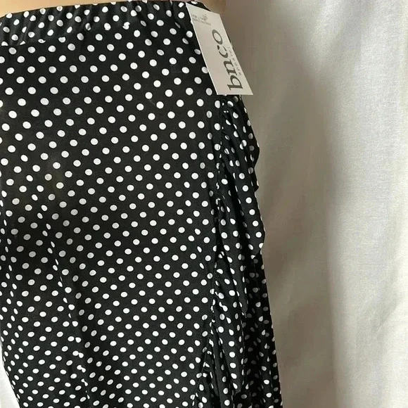 Vtg Faux wrap ,flare,ruffle skirt,NWT, polka dots,B&W,festival,gypsy,cottagecore - Picture 13 of 15